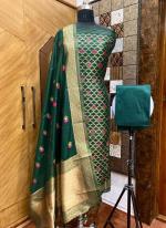 Pure Chanderi Green Casual Wear Weaving Dress Material
